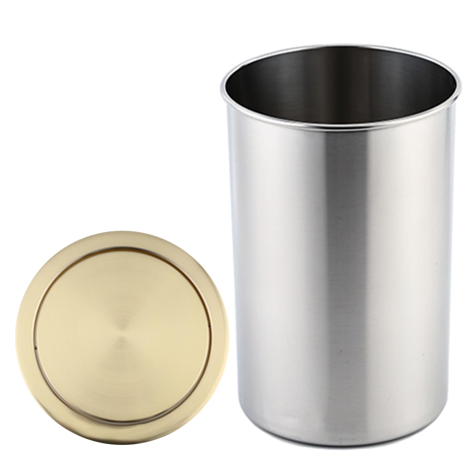 DFGHNBVC Countertop Stainless Steel Garbage Can, Round Built-In Trash Bin Kitchen Balance Flap Cover, Recessed Desktop Trash Can Lid Waste Chute,Titanium,Titanium