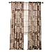 Renaissance Home Fashion Jasmine Tile Print Sheer Rod Pocket Panel, Mocha 56 by 63-Inch