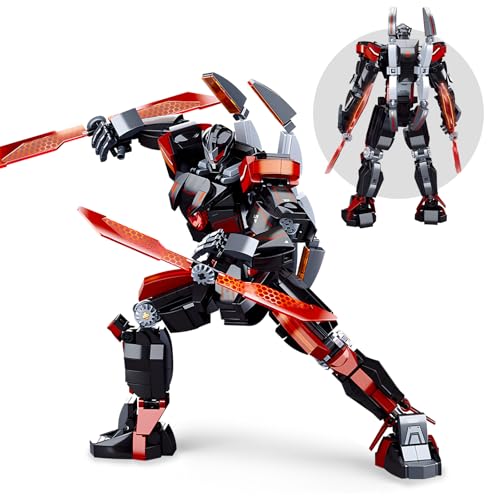 HIGH GODO Dark Wanderer Mecha Robot Building Blocks 585 PCS Mecha Decoration Model with Multiple Weapons Creative Gift for Adult Collector Teen