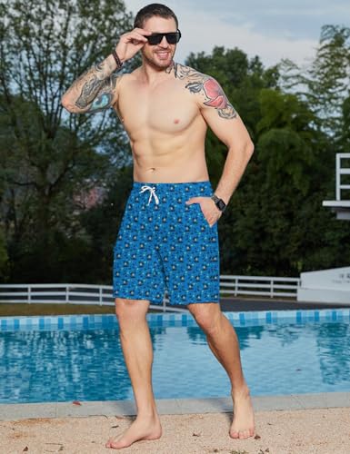 Mens Swim Trunks with Compression Liner 9 Inch Bathing Suit Swimsuit Swimwear for Men Quick Dry Swim Shorts Cargo Shorts3