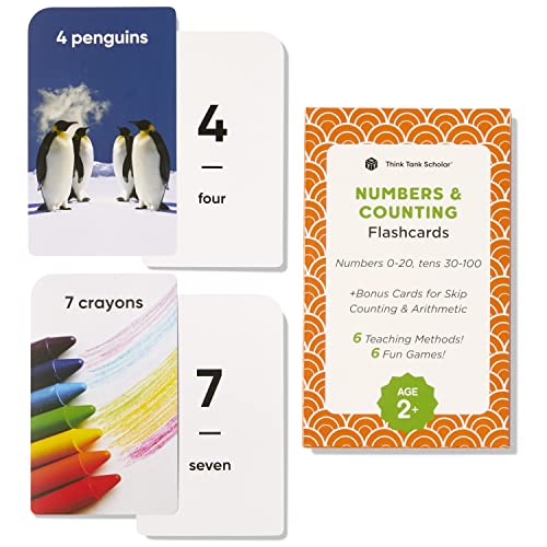 Think Tank Scholar Numbers Flash Cards for Toddlers - Counting Flashcards for Kids Ages 4-8 Years Old Numbers 0-100, Learn Numbers, Learn Numerical Order, Learn to Count - Math Practice Real Pictures