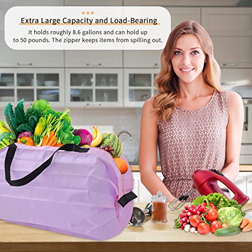 Glunks 2Pcs Large Reusable Shopping Bags Foldable, Washable Grocery Bags Heavy Duty, Fade Resistant, Lightweight #TOP2