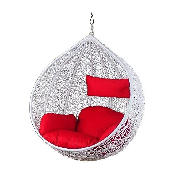OMANSH Hammock Swing Chair Without Stand for Home, Hanging Swings for Indoor, Outdoor, Home, Patio, Yard, Balcony, Garden (White/RED)