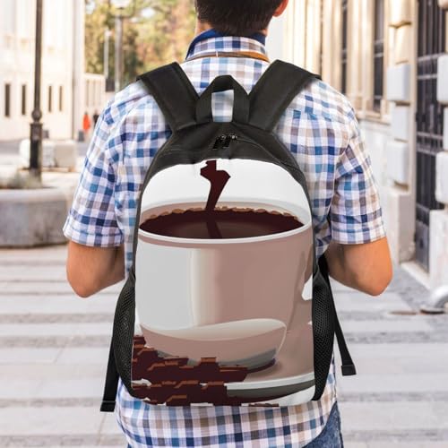 Sac à dos ordinateur portable 15 pouces anti-choc imprimé café - 7