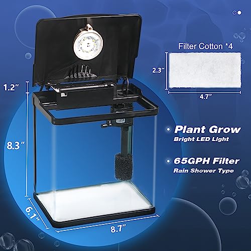 Tararium 2 GAL BLACK Betta Fish Tank, 2 Gallon Glass Aquarium thumb #6
