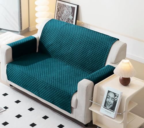 Image of Fashion Throw Sofa Cover, Sofa Cover for Living Room (45 x52 ), Sofa Slipcovers (2- ARMREST Included), Furniture Cover (2 Seater, Teal), Velvet
