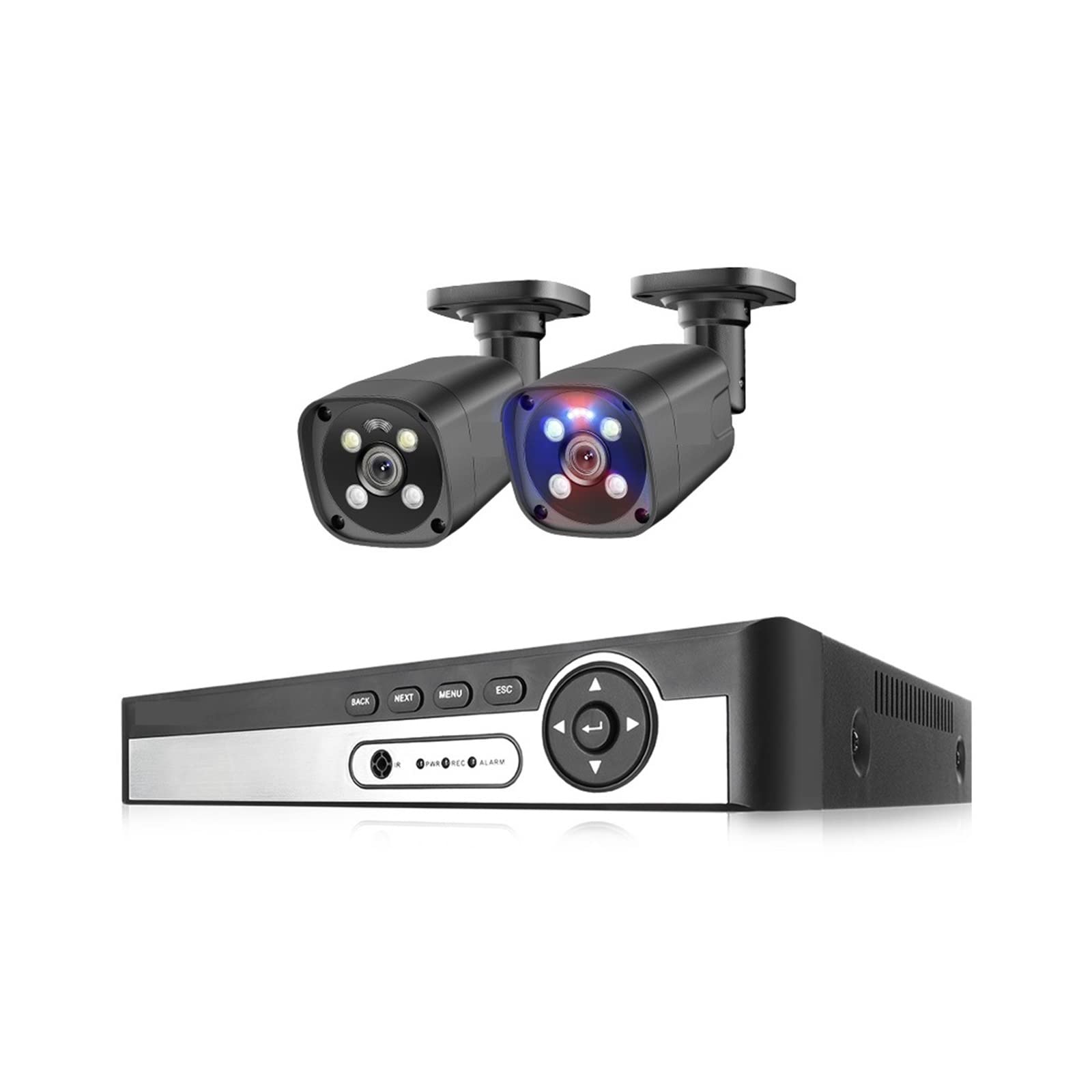 System Kamer Bezpieczeństwa POE Zestaw NVR Zestaw Do Nadzoru Wideo Strona Główna 2-kierunkowy Dźwięk Ai Kamera Wykrywanie Twarzy Kolor Noc łAtwa W Instalacji(4T,8CH NVR AND 2PCS CAM)