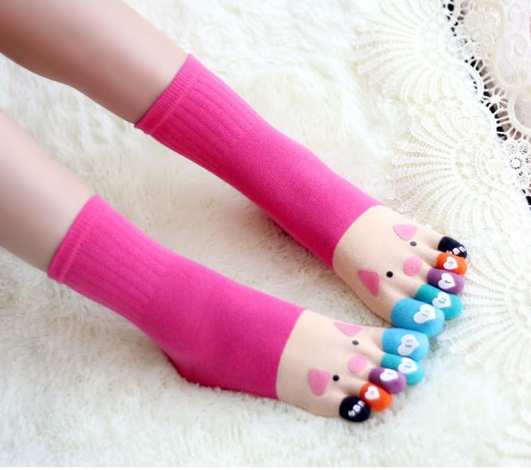 Image of acdiac Women's Cotton Toe Socks,five Finger Socks,Funny and Funky cartoon theme sport Toe Socks