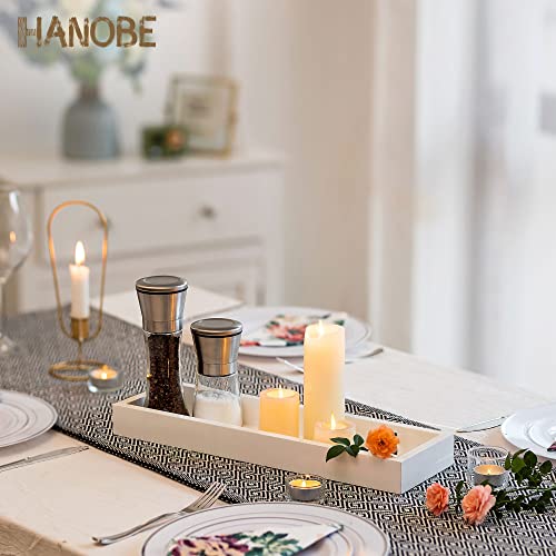 Hanobe Rectangular Long Narrow Tray: White Decorative Rectangular Candle Holder Centerpiece Plate Decor Serving Tray No Handle for Dining Table Coffee Bar Living Room Home Decor - Image 2