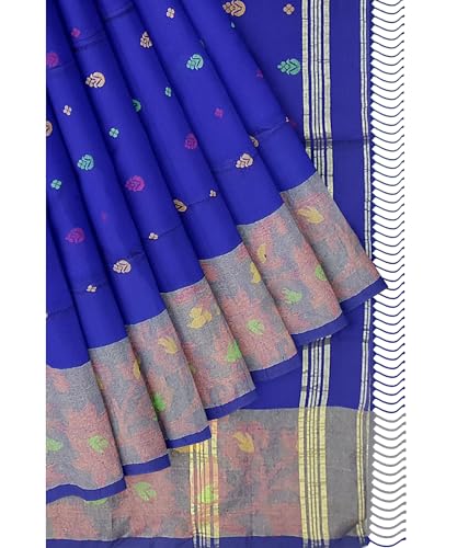 Image of Women's Traditional Handloom Zari Work Lata Border Cotton Silk Saree With Blous Piece