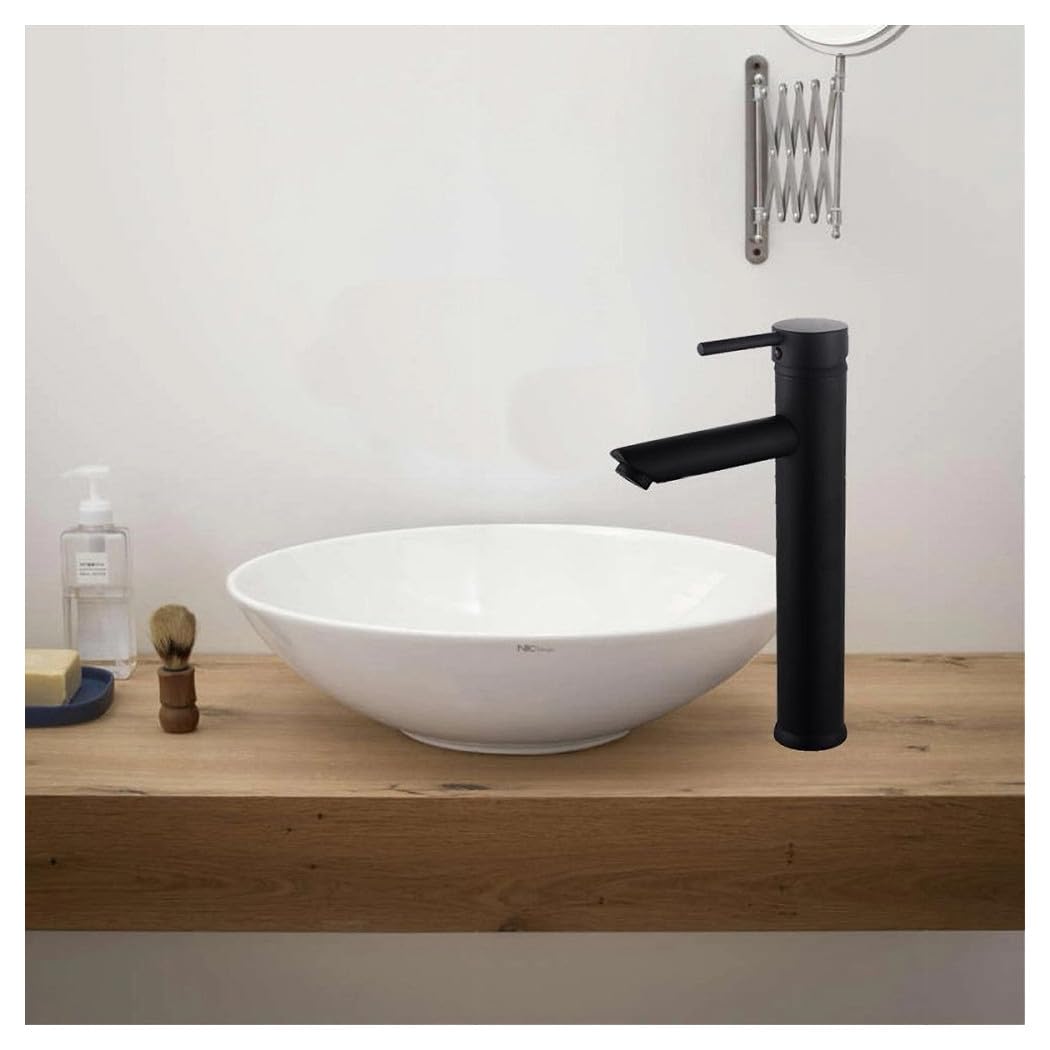 Trade Shop - Rubinetto Bagno Moderno Nero Opaco Miscelatore Orientabile Lavabo Canna Alta 87393 -