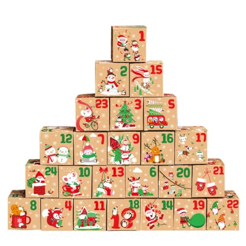 BildeeMait 24 Stück Weihnachts-Adventskalenderboxen zum Befüllen, 7...