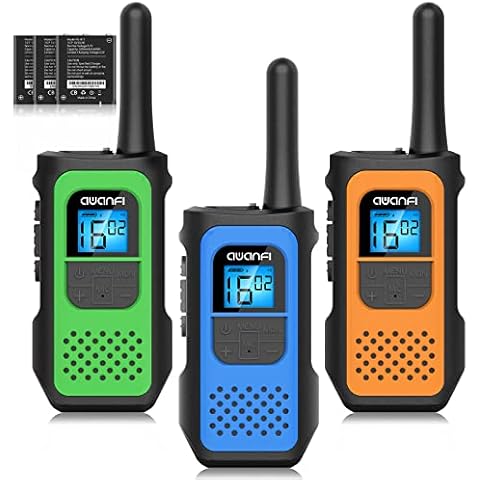 Walkie Talkie, AWANFI Walkie Talkie 3er Set für Erwachsene,Aufladbar walki talki große reichweite mit Li-ion Akku,Auto Squelch Funkgerät 16 Channels VOX mit Tpye C Ladekabel für Biking Camping Wandern Cover