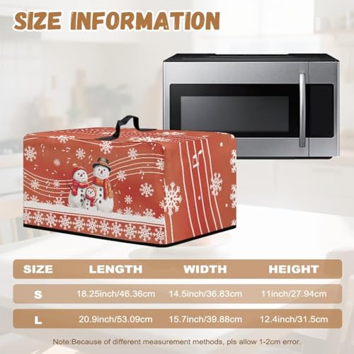Image of Microwave Oven Cover Christmas Appliance Protector Air Fryer Toaster Oven Cover Kitchen Baking Accessories, L, 20.9 x 15.7 x 12.4 Inches, Snowman Musical Note Snowflake Red
