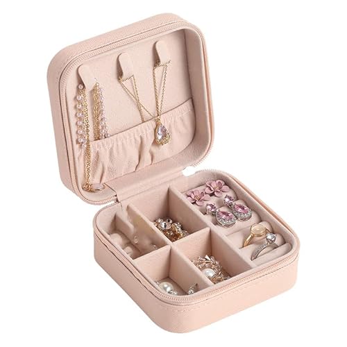 Jewelry Box Organizer,1 Pcs Schmuck Aufbewahrungsbox Schmuck Box Reise Schmuck Box Frauen Schmuck Aufbewahrungsbox Mädchen für Ringe Ohrringe Halskette Armband Uhr Aufbewahrungsbox Rosa Cover