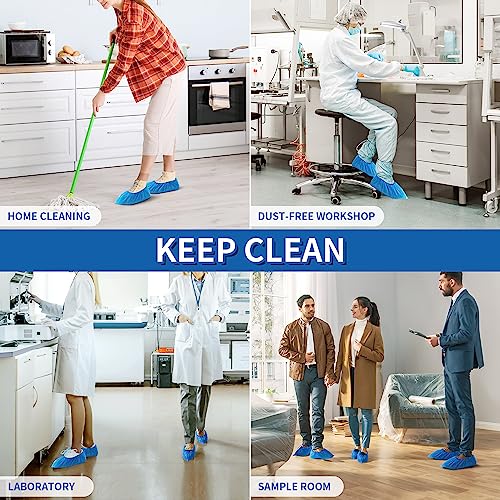 Huadymeet Shoe Covers Disposable Non Slip For Indoors-100Pack(50 Pairs)-Waterproof Shoes Protector Cover-Durable Boot Booties Covers Fits Up To Size 11 Us Men And 13 Us Women,Large,Blue #TOP5