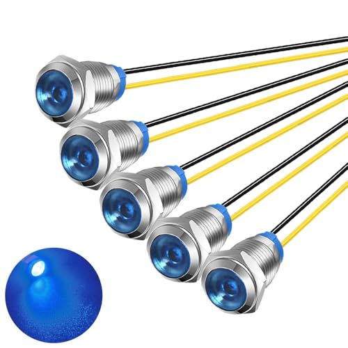 Gebildet 5 peças 10mm LED Metal Indicador Luz 110V-220VAC Lâmpada de Sinalização À Prova D'Água (Az