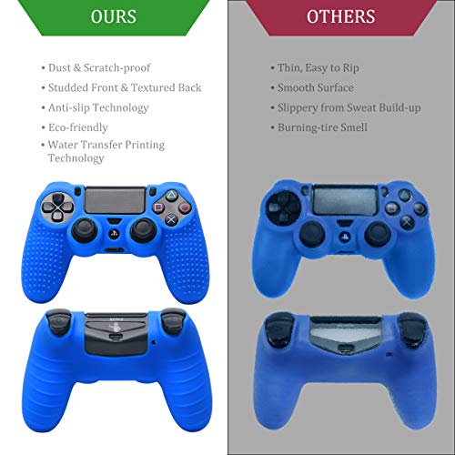 Ps4 Controller Covers - Ps4 Silicone Skins For Dualshock 4 - Ps4 Accessories Anti-Slip Cover Case For Playstation 4, Slim, Pro - 2 Pack Ps4 Controller Skins - 4 Pairs Ps4 Grips - Red & Blue #TOP4