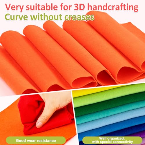 Image of XSEINO 12 Rolls 8 inchx35 inch 1.4mm Thick Soft Felt Fabric Sheet 12 Assorted Gradient Series Colors Felt Pack for DIY Craft Sewing Squares Nonwoven Patchwork