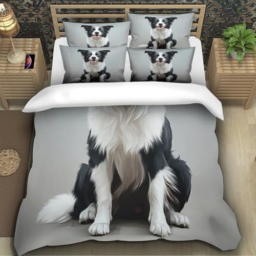 Housse de couette Border Collie 135x200cm en microfibre avec imprimé 3D pour lit simple - 5