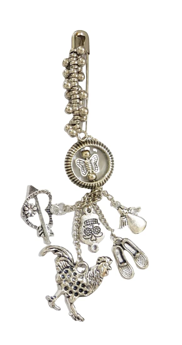 Nyamah Sales Silver Plated Saree Pin Oxidised Safety pin Fancy Women Dupatta Hijab Chunri Safety Pin Brooch Multi-patten Pack of 1 (B0B3MRH4Z2) Amazon Price History, Amazon Price Tracker