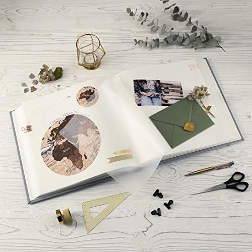 Hama Fotoalbum mit Stoffeinband 30x30 cm (Jumbo Fotobuch mit 100 weißen Seiten, Photoalbum mit Pergamin-Trennblättern, Album zum Selbstgestalten und Einkleben) grau – Bild 8