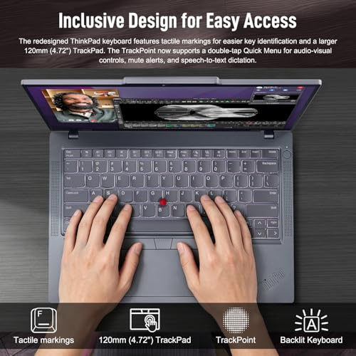 Image of Lenovo ThinkPad T14 Business AI Laptop, 14 inch FHD+ IPS, Intel Core Ultra 7 155U, 32GB DDR5, 512GB SSD, 5MP Webcam, Fingerprint, Backlit, Wi-Fi 6E, Thunderbolt 4, Windows 11 Pro, 7-in-1 USB-C Hub Bundle