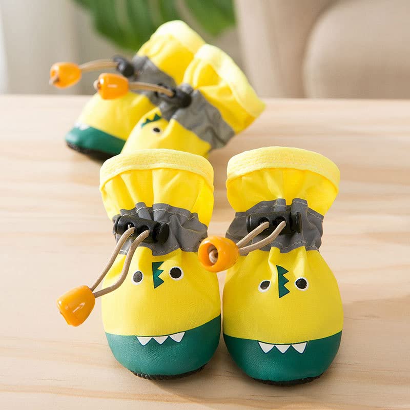 Dog Shose for Small Dogs Medium Boots Cute Galoshes Cartoon Summer Outdoor Walking (Yellow,M)