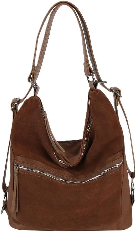 LM Women Convertible Shoulder Hobo Backpack Travel Bag (Black)