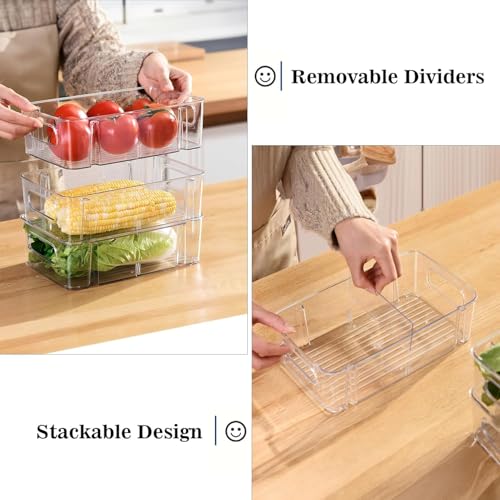 Image of Shuttle Art Transparent Fridge Storage Bins- Versatile Refrigerator and Freezer Bins for Storing Meat, Fruits, Vegetables - Kitchen, Pantry, and Cabinet Food Organizer Containers (Set of 4)