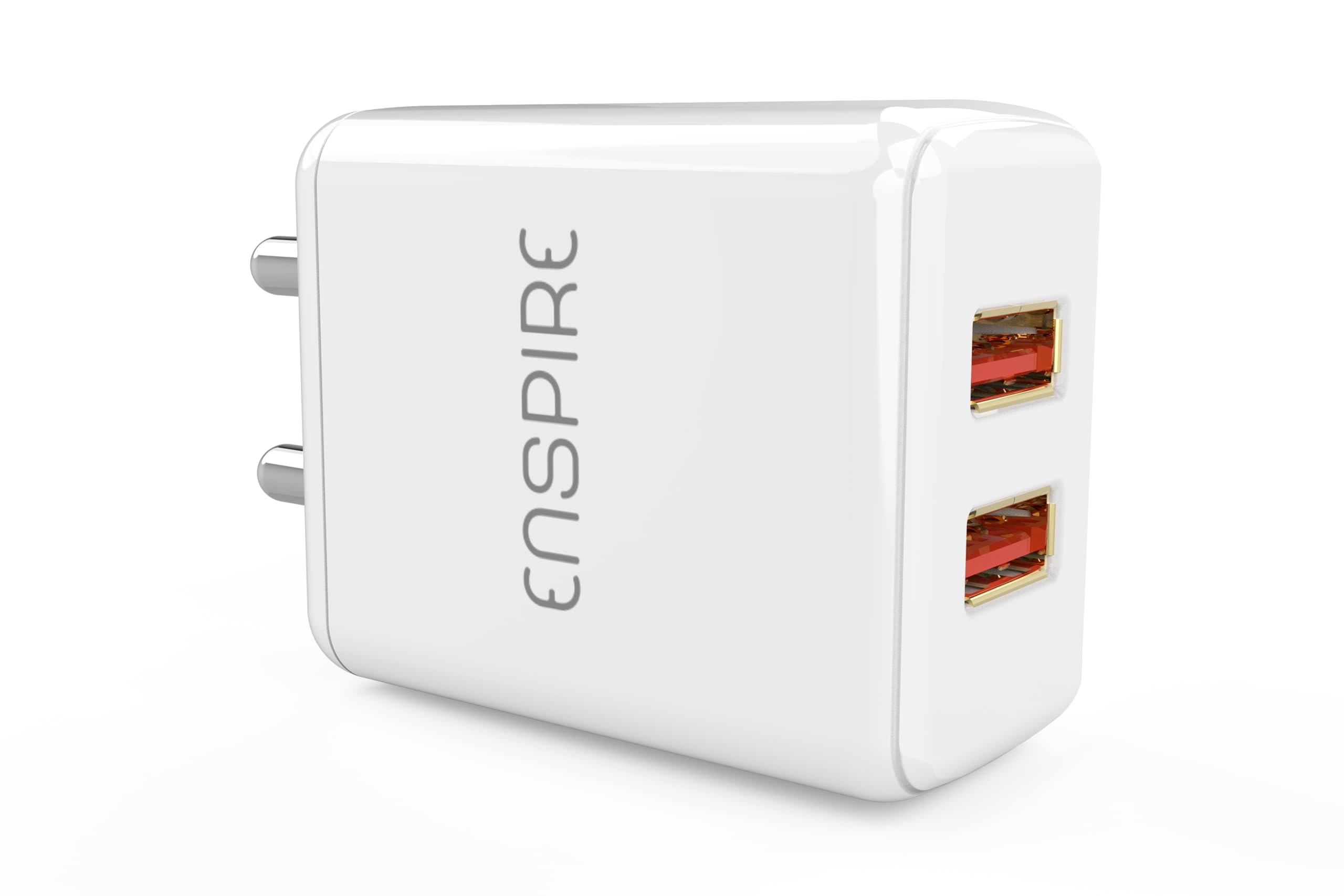 Enspire® Fusion 2.4Amp Charger Adapter | 12w Dual USB Port | 5V/2.4A Wall Charger Comes with 1M Micro USB Cable | USB Charger for iPhone XR/X/8/7/6/Plus, Samsung S4/S5, and More(White)
