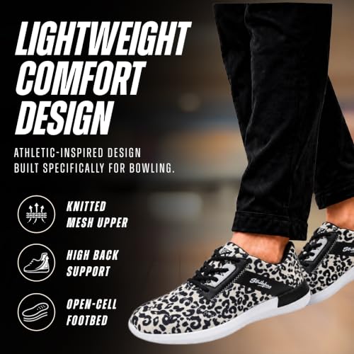 Image of KR Strikeforce Lux Womens Athletic Bowling Shoes with a #8 Slide Pad on Both Shoes for Right or Left Handed Bowlers