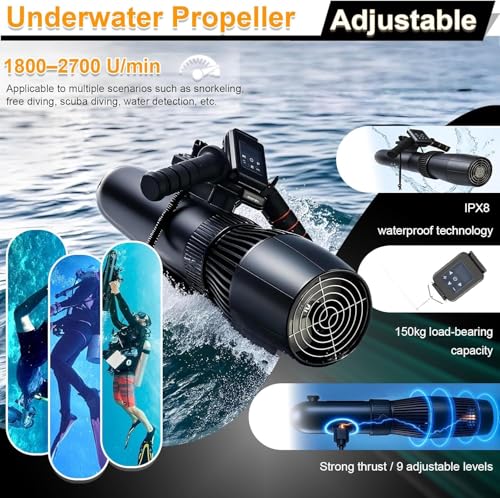 image for Camolech Underwater Scooter 500W/10000 mAh, 130-Min Runtime, 10-Speed 