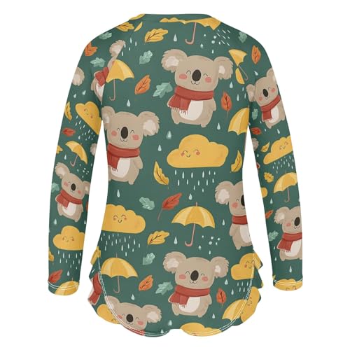 ALAZA Toddler Swimsuit Girl Bathing Suit Swimwear Rash Guard Koala Umbrella Long Sleeve 3T3