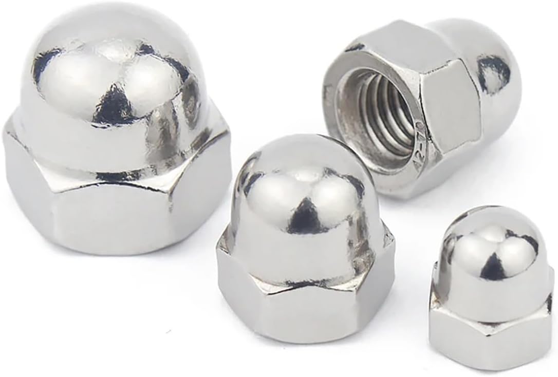 ECYC 10 Pcs M10 Silver Hex Acorn Cap Nuts, Stainless Steel Acorn Nut Caps Dome Cap Acorn Nuts for Bolt Cover