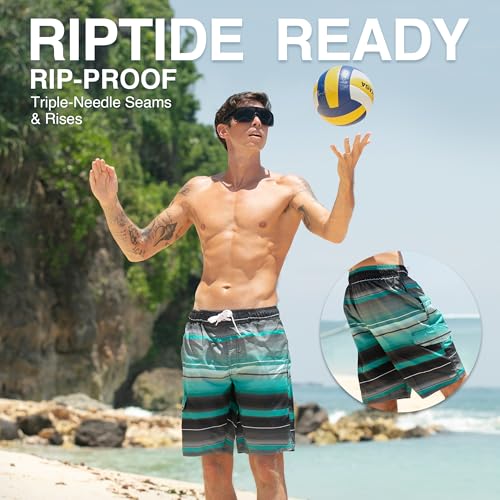 Image of Kanu Surf Men's Big Viper Extended Size Stripe Swim Trunk