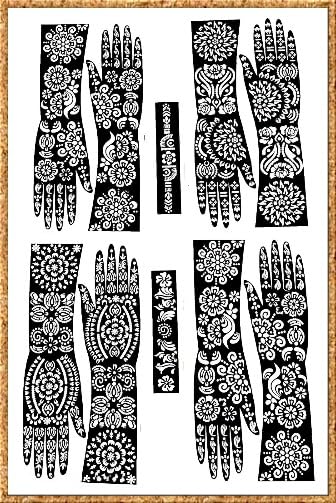 Image of Rajasthani Mehendi Decorative Hand Stencil Sticker Set with Floral and Mandala Patterns Stencil Bridal Design Wedding, Festival & Party Rajasthani Mehndi Henna for Hands [B19]
