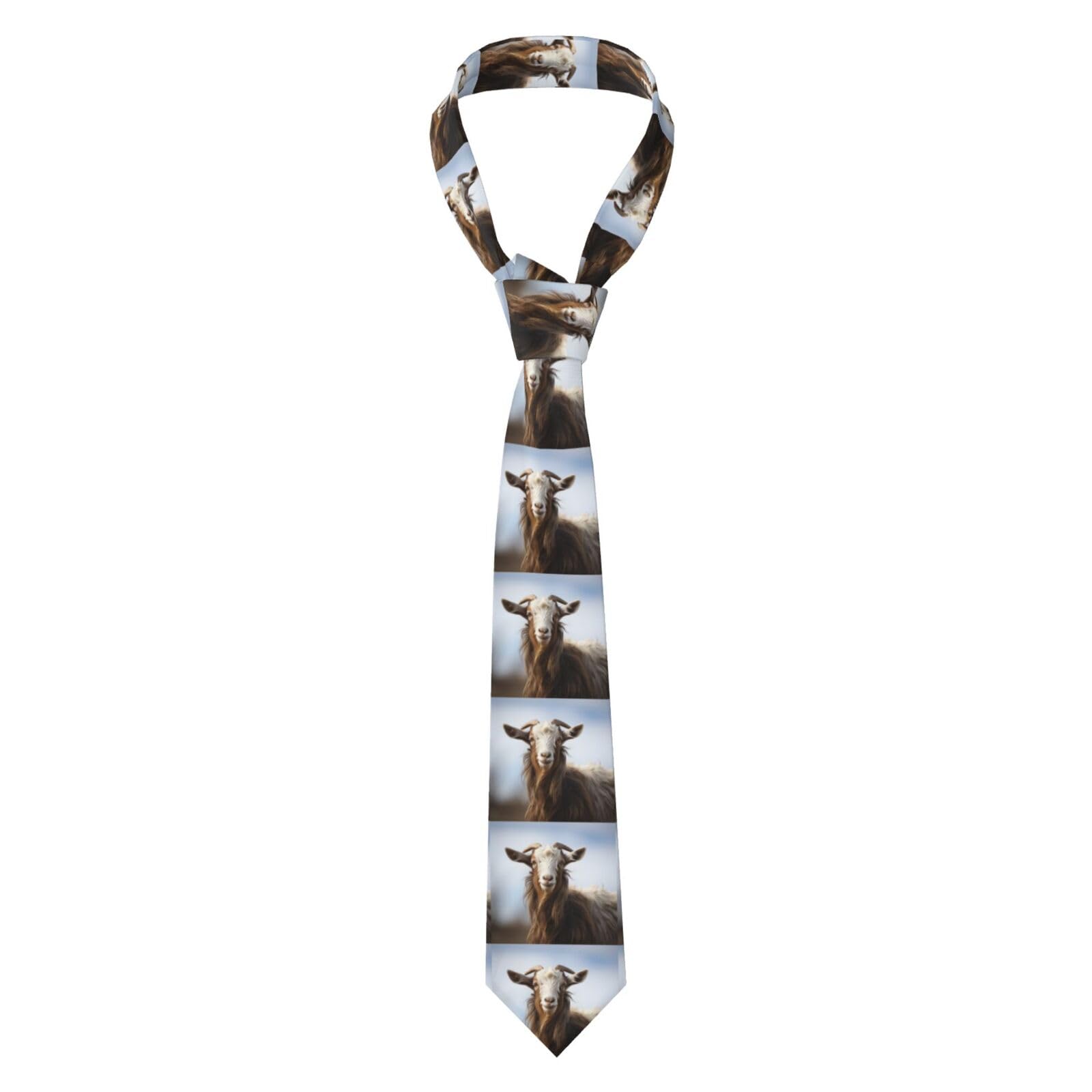 GFLFMXZW Animal Goat Ties for Men Formal Classic Neck Tie Silk Necktie Novelty Tie for Business Wedding Party