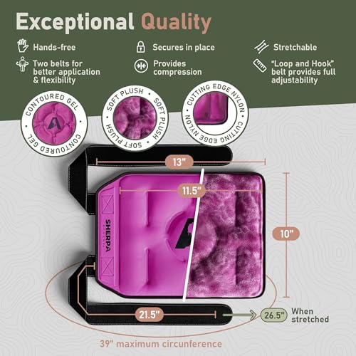 Image of Hot and Cold Therapy Knee Wrap Gel Pack (10 inch x 12.5 inch) Reusable Heating Pad & Flexible Freezer Pack for Leg Injuries and Knee Pain Relief - Purple