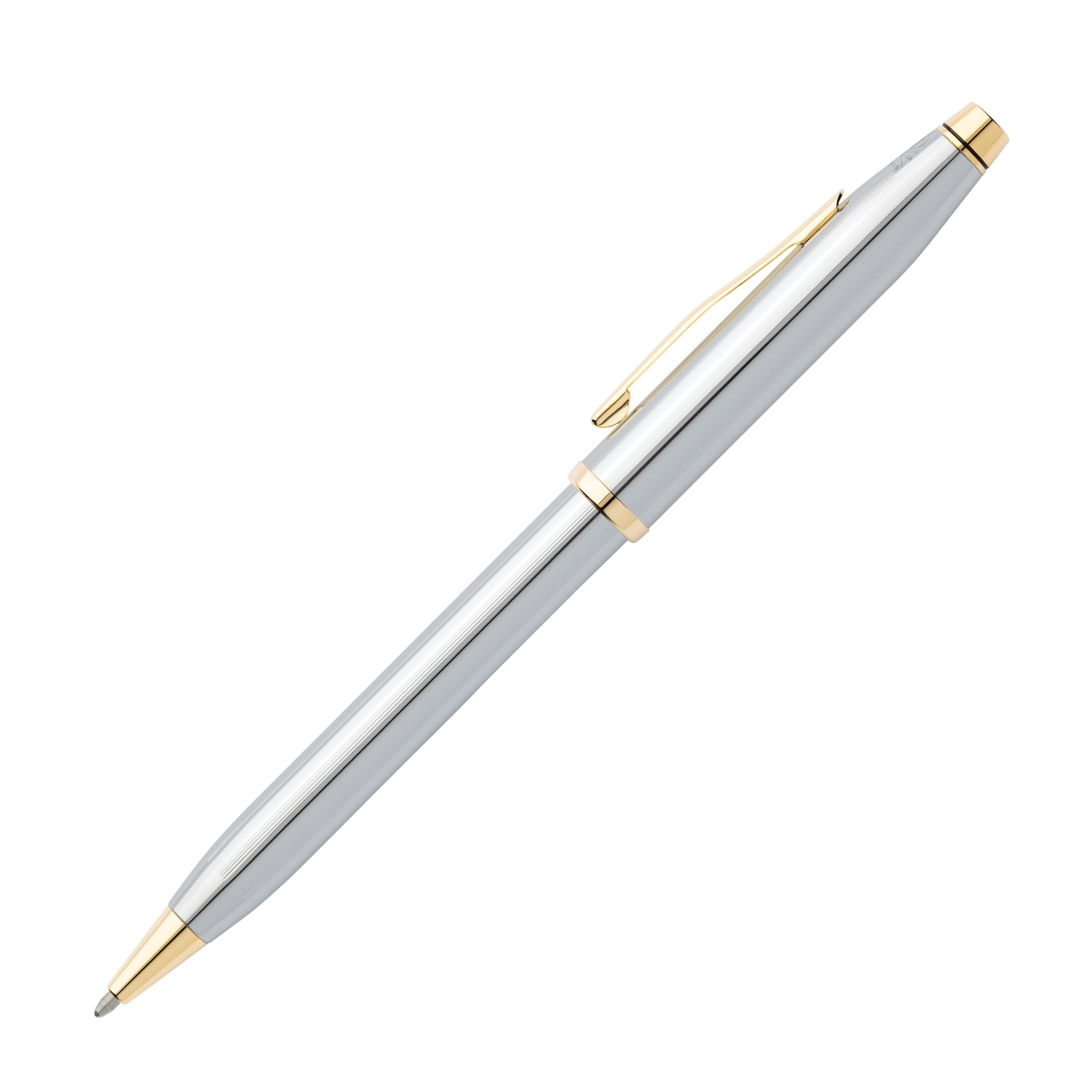 CROSS Century II Medalist – Ballpoint Pen in Chrome with 23 CT Gold-Plated Appointments incl. Premium Gift Box – Refillable Medium Ballpen