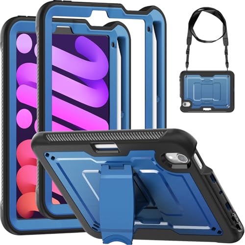 Funda iPad mini 7 ruda con protector de pantalla y correa para transporte seguro