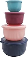 Vista 54 de COOK WITH COLOR Tazones de preparación con tapas - Juego de tazones pequeños de mezcla de plástico anchos y profundos anidables con tapas, juego