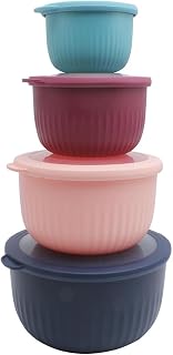 Prep Bowls with Lids- Wide and Deep Nesting Plastic Small Mixing Bowl Set with Lids, 8 Piece Set - Deep Bowls, Navy