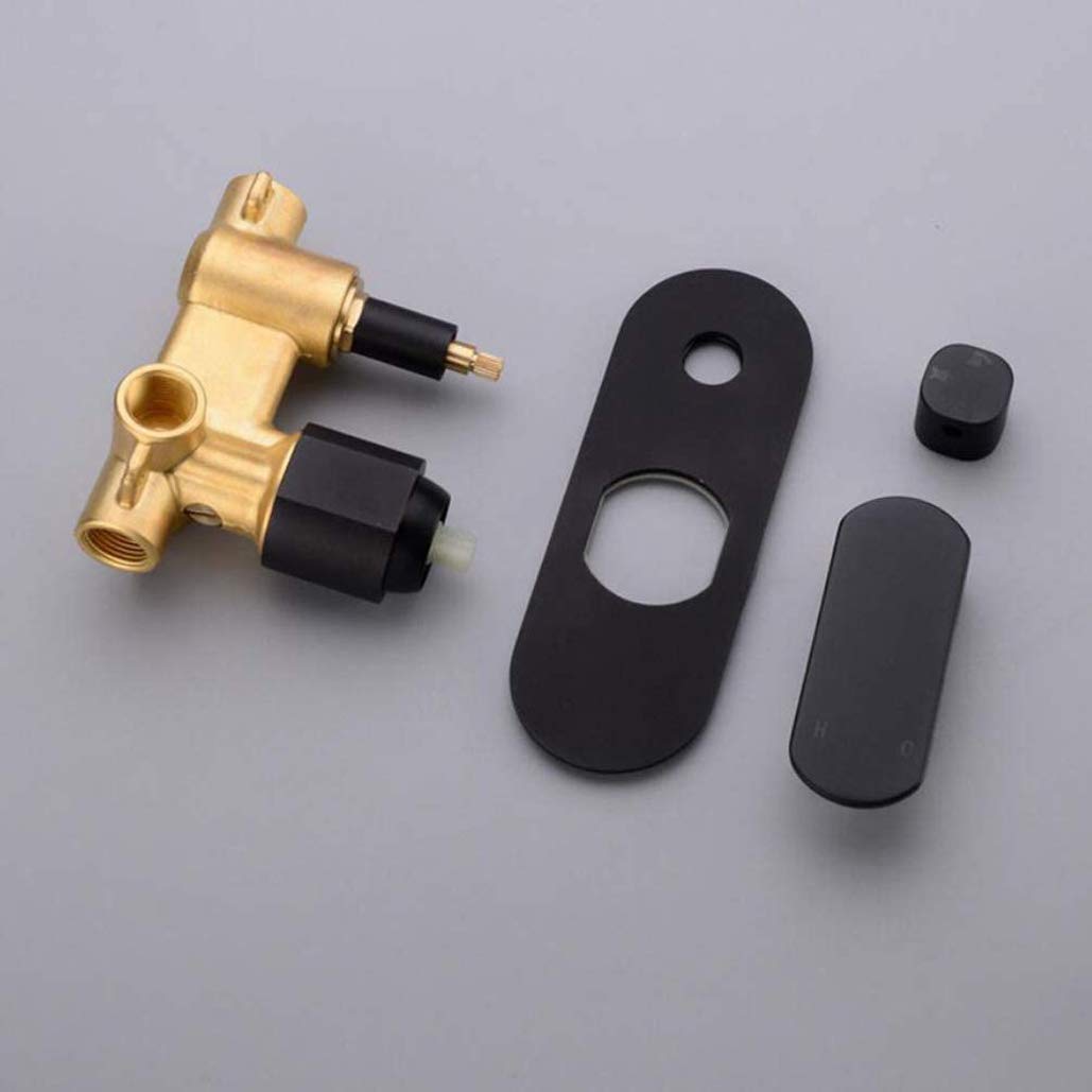 Doccia classica, set doccia a parete in ottone nero con soffione a pioggia rotondo da 8-12 pollici, rubinetto doccia, braccio miscelatore, deviatore e doccia a mano, set doccia di lusso (12 pollici)