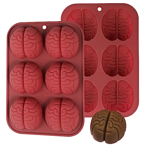 Kamehame Brain Chocolate Molds, 2 Pcs Halloween Silicone Brain Ca...