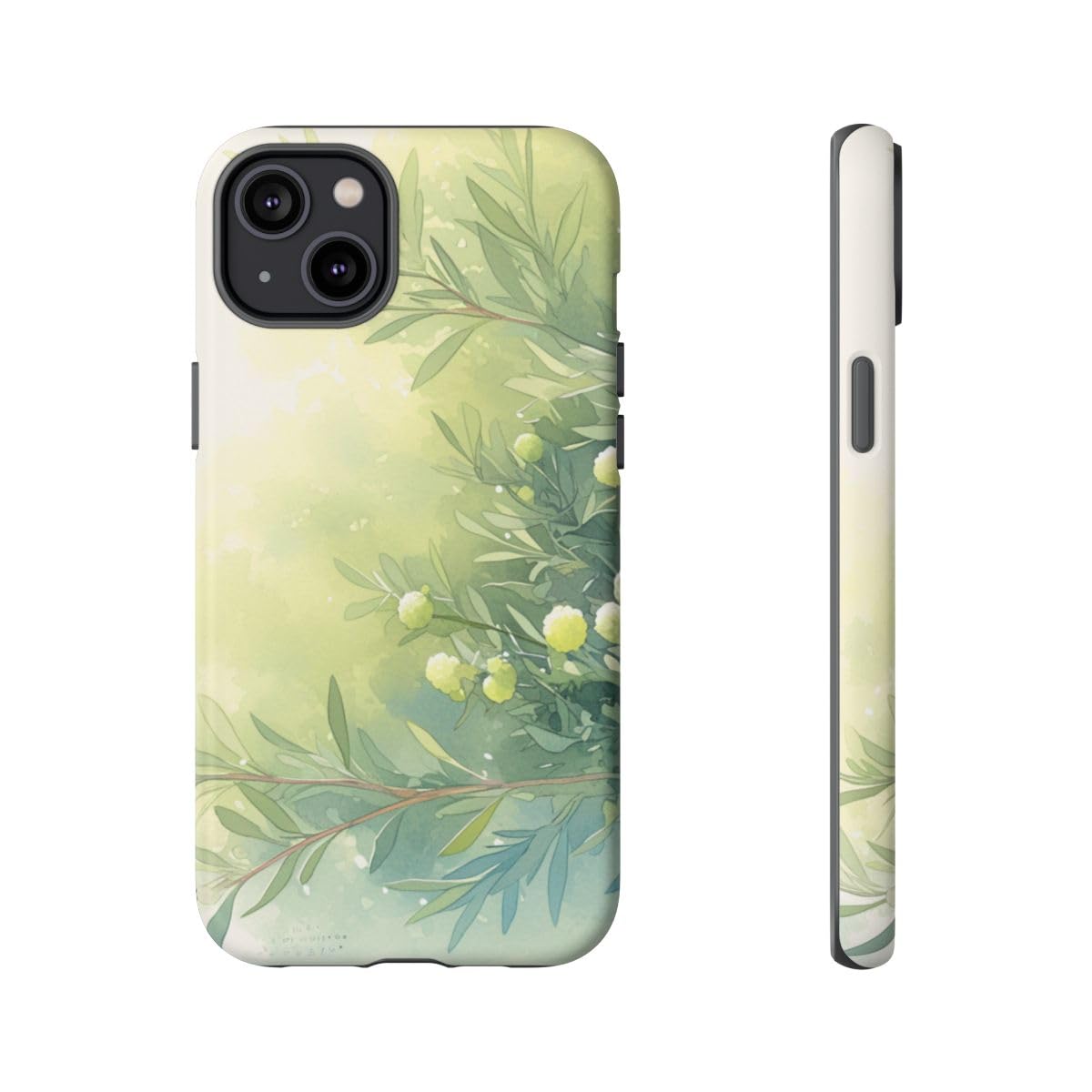 Coque rigide mate iPhone 14 Plus illustration botanique haut de gamme