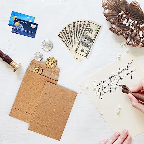 Swesara 100 Pack Small Coin Envelopes, 2.25 X 3.5 Brown Tiny Seed Envelopes Mini Parts Small Items Stamps Storage Packets Envelopes For Garden, Office Or Wedding Gift #TOP5