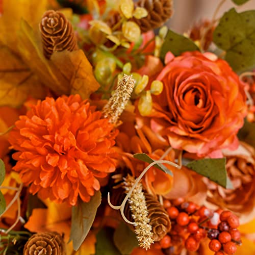 Anna's Whimsy 4 Pack Artificial Flowers With Hanging Basket, Artificial Silk Flower Bouquets With Vase Fall Decors Wall Decor Autumn Decor Table Decor Home Decorations #TOP5