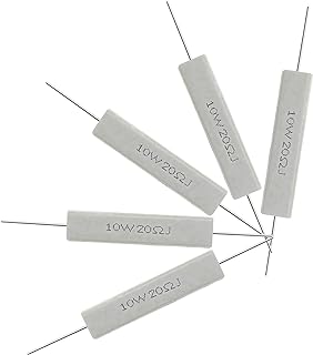 Jersvimc 10PCS 10W 20 Ohm Ceramic Resistor, Power Resistor Assortment Cement Resistor Kit Wirewound Resistor