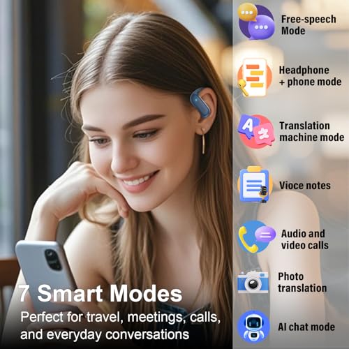 Image of Ai Translation Earbuds Real Time,164 Languages Translator Earbuds with 6 Translation Modes /No Subscription,Audio and Video Calls Translator Headphones,Audifonos Traductores Ingles Espanol, Deep Blue